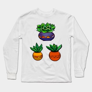 succulents cacti cactus in ornamental antique vases. succulents Long Sleeve T-Shirt